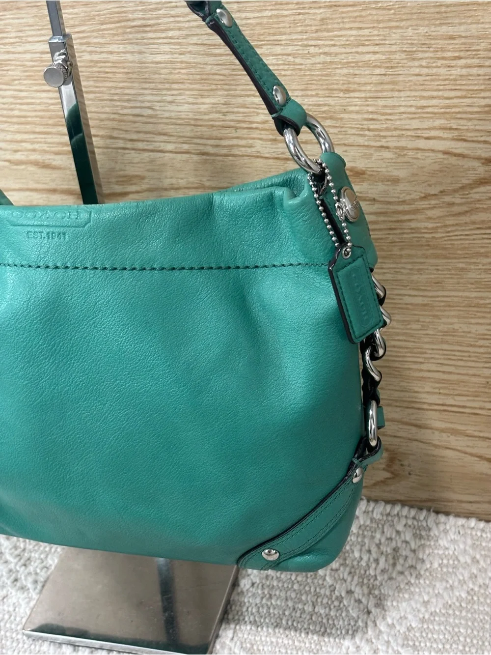 Coach Vintage MEDIUM Carly Green Leather Shoulder Bag